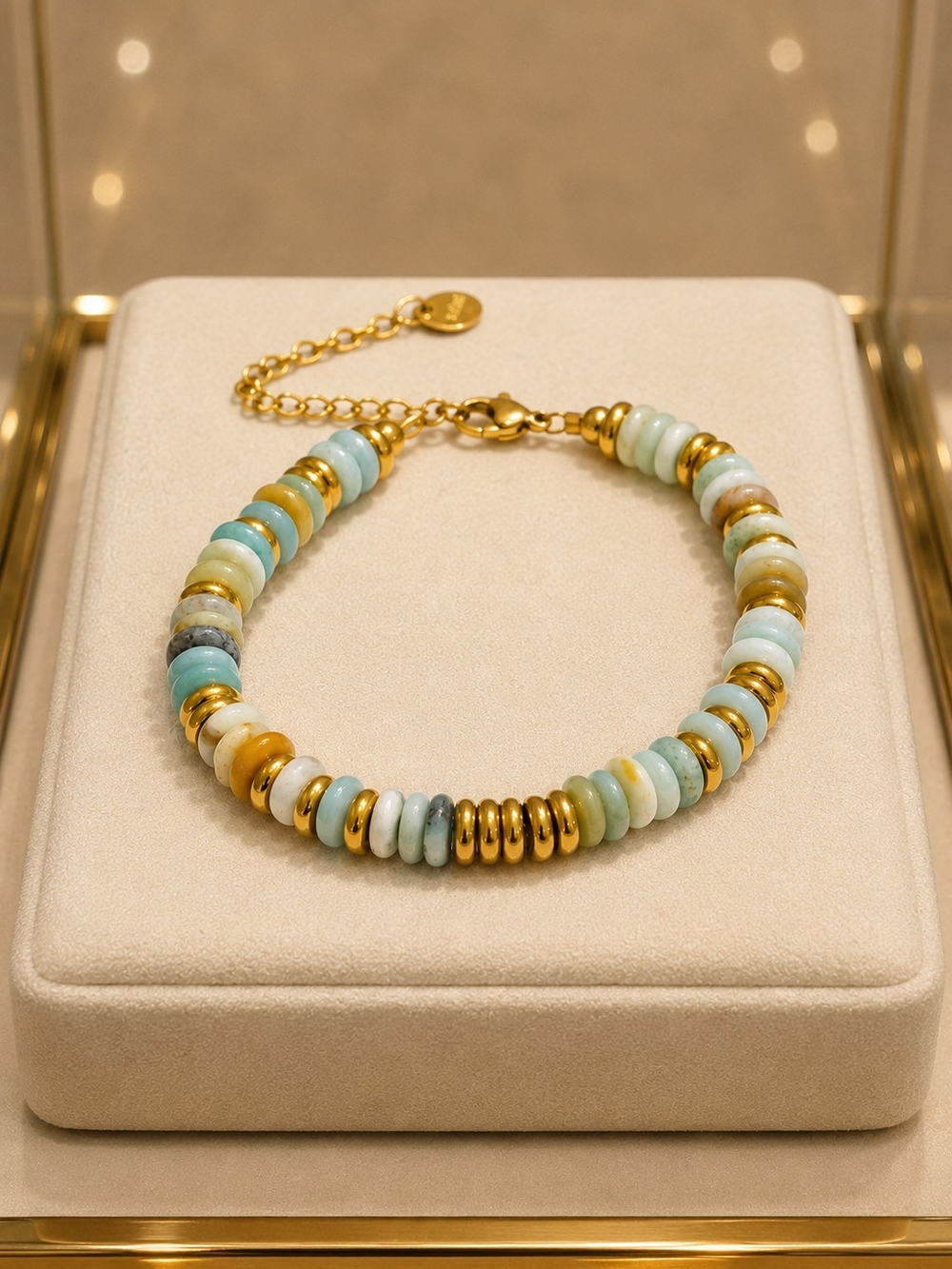 Gold-Accented Multicolor Beaded Bracelet - Women Jewelry - Picture 5 of 5